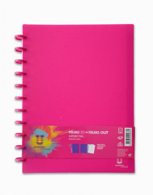 Caderno Inteligente Unikolor, A4 Cores Fortes, rosa