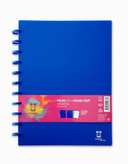 Caderno Inteligente Unikolor, A4 Cores Fortes, azul