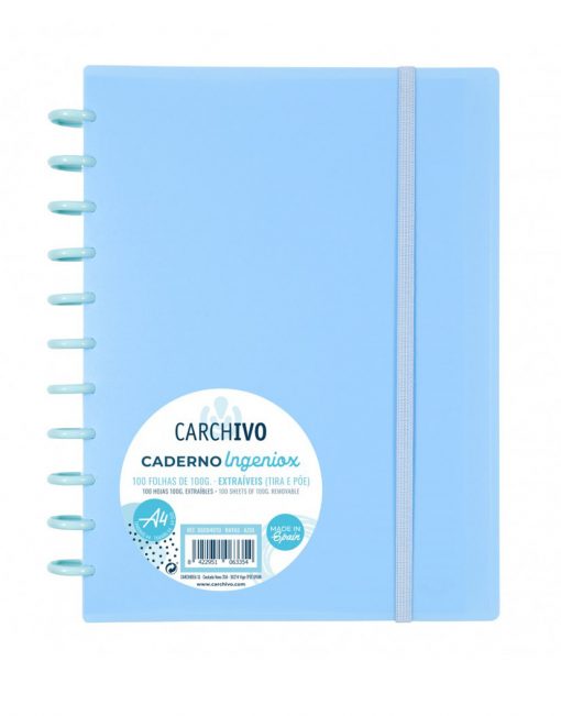 Caderno Inteligente A4, Cor Azul Pastel- Carchivo