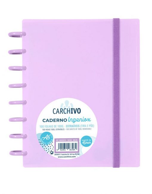 Caderno Inteligente A5, Cor Roxo Pastel - Carchivo