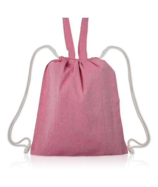 Saco mochila com alças algodão reciclado - Rosa