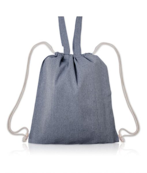 Saco mochila com alças algodão reciclado - Azul Marinho