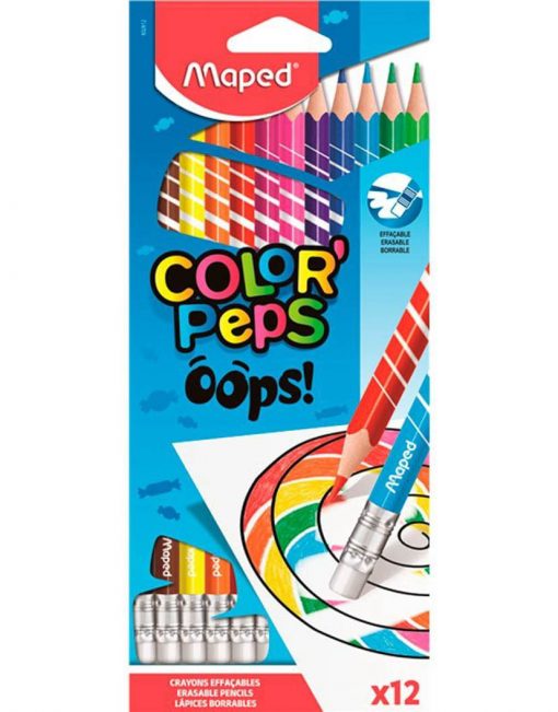 Lápis de Cor Com Borracha Maped ColorPeps C/ 12