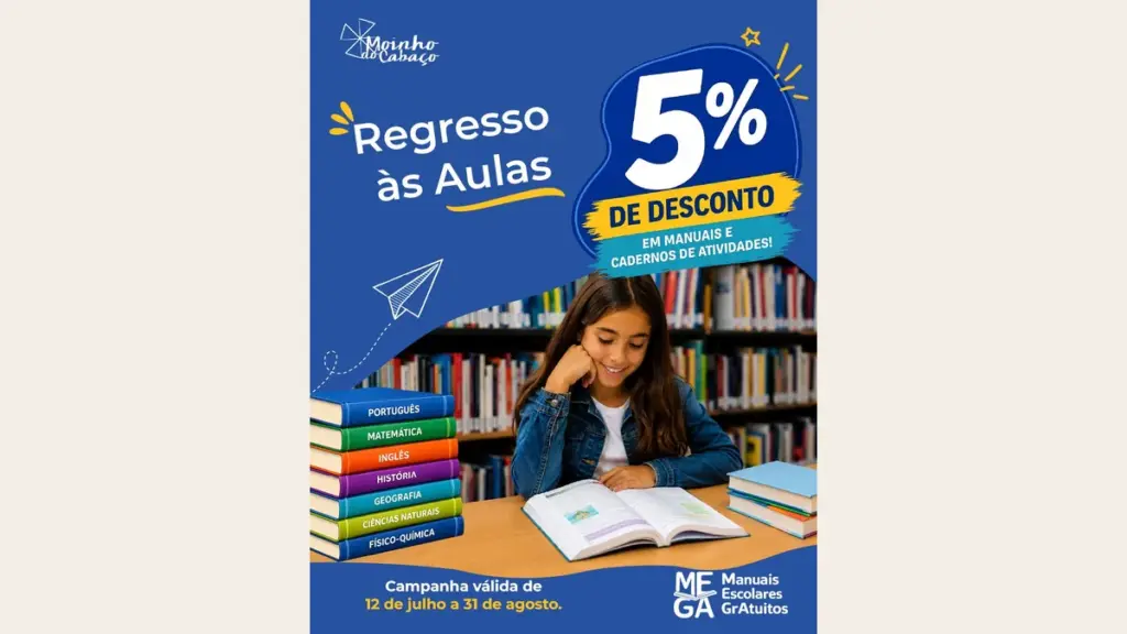 Campanha de manuais escolares e vouchers MEGA do Moinho do Cabaço